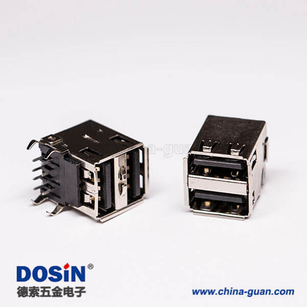 usb2.0雙層母座母頭彎式黑色膠芯 usb2.0雙層母座母頭彎式黑色膠芯