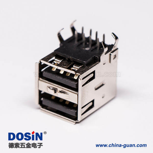 usb2.0雙層母座母頭彎式黑色膠芯 usb2.0雙層母座母頭彎式黑色膠芯
