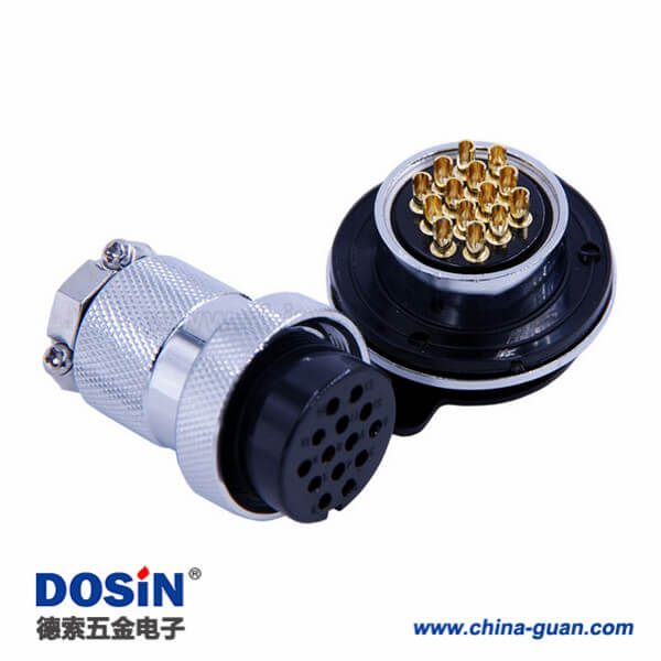 74-1 GX30-14芯航空插頭對接法蘭式公母連接器2套