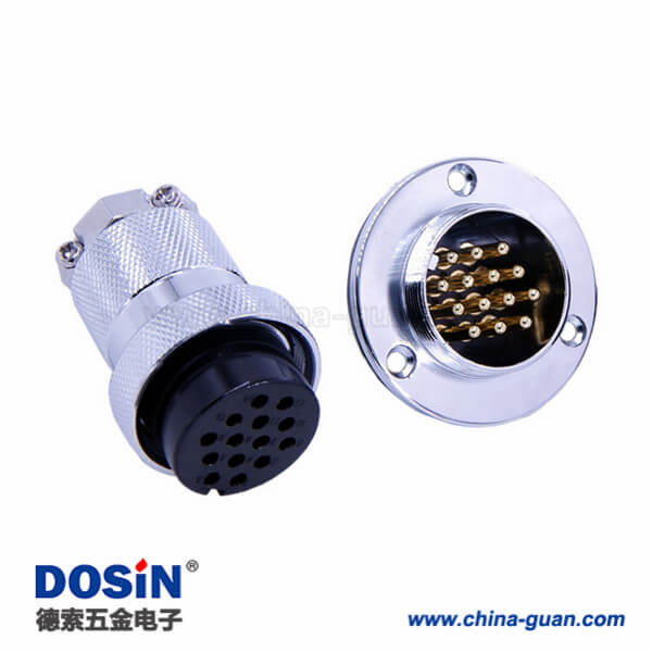 74-2 GX30-14芯航空插頭對接法蘭式公母連接器2套