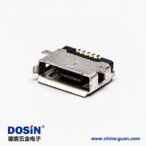 usb micro接口5pin母座直式全貼板SMT usb micro接口5pin母座直式全貼板SMT