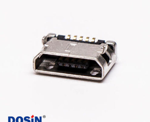 micro usb 5pin接口B型SMT母座DIP 6.4 平口