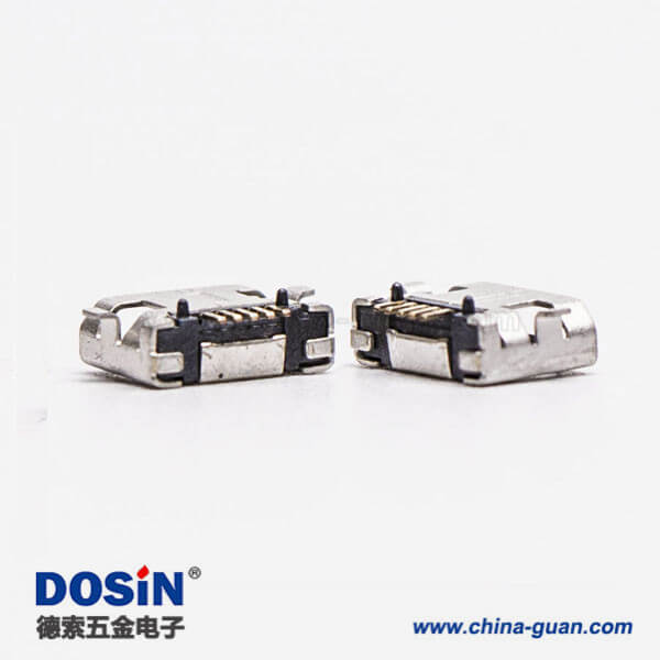 micro usb手機充電接口SMT全貼5針加寬型連接器