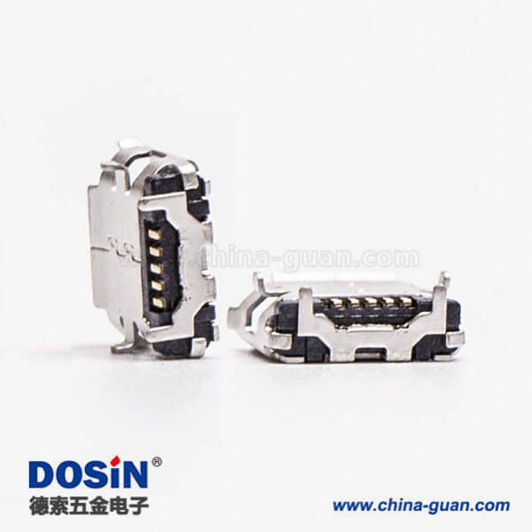 micro USB B型接口5p SMT B型直式牛角型連接器6.40-4.85