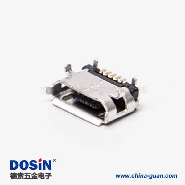 micro USB B型接口5p SMT B型直式牛角型連接器6.40-4.85 micro USB B型接口5p SMT B型直式牛角型連接器6.40-4.85