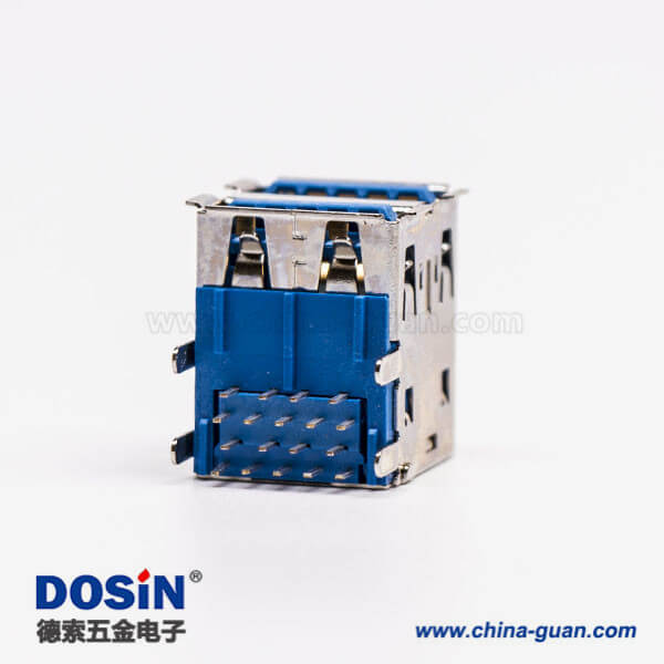 usb3.0雙排母座type a彎頭藍色膠芯插板
