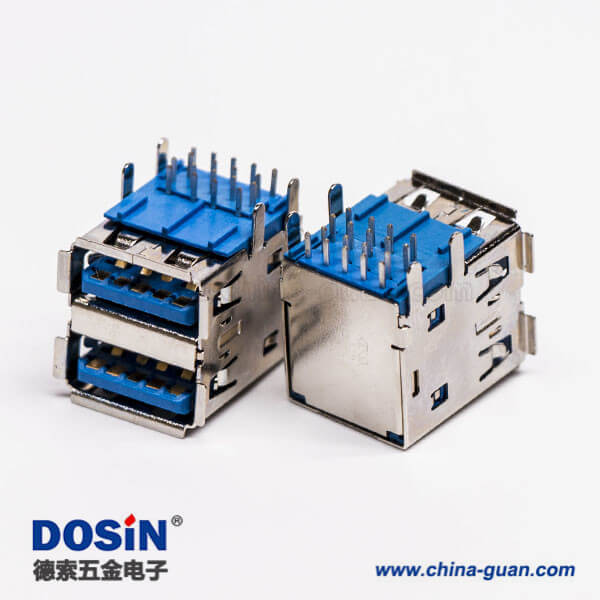 usb3.0雙排母座type a彎頭藍色膠芯插板