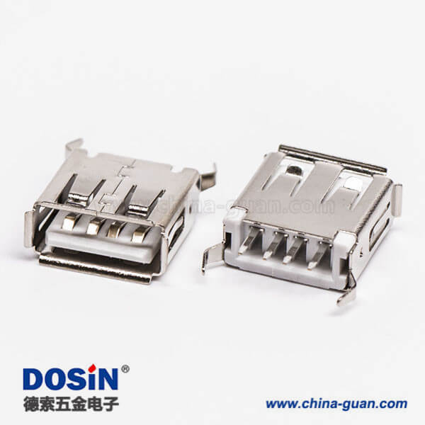 usb/a母座直插接PCB板白色膠芯彎腳 usb/a母座直插接PCB板白色膠芯彎腳
