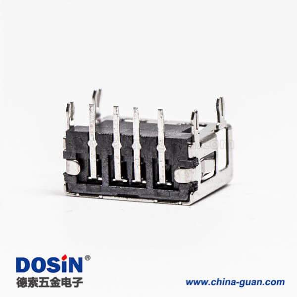 2.0usb彎母座封裝黑色膠芯帶魚叉腳插板 2.0usb彎母座封裝黑色膠芯帶魚叉腳插板