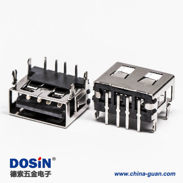 2.0usb彎母座封裝黑色膠芯帶魚叉腳插板 2.0usb彎母座封裝黑色膠芯帶魚叉腳插板