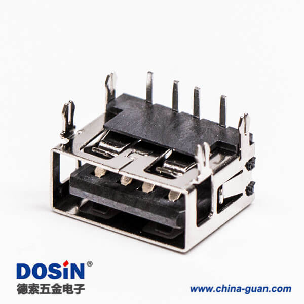 2.0usb彎母座封裝黑色膠芯帶魚叉腳插板 2.0usb彎母座封裝黑色膠芯帶魚叉腳插板