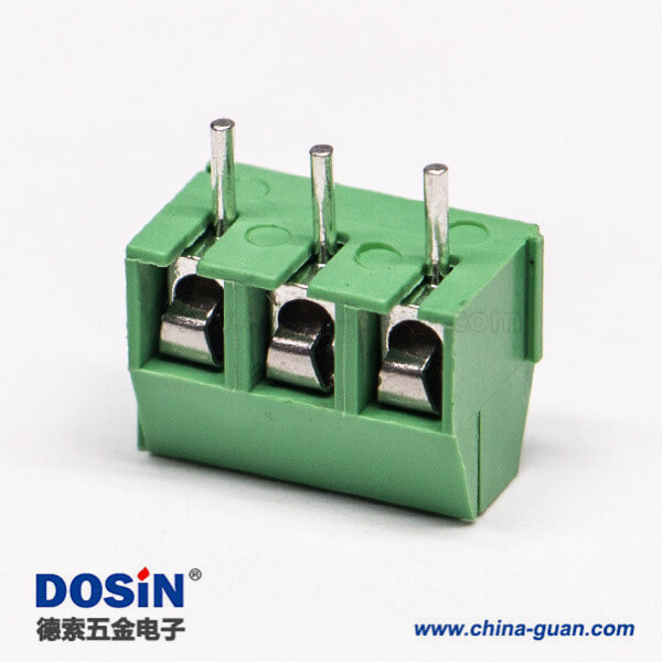 綠色端子座螺釘式3芯穿孔式插PCB板
