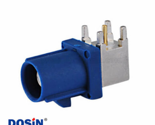 Fakra SMB連接器C型公頭藍色彎式PCB插孔安裝