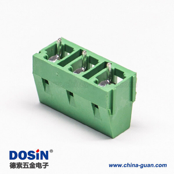 綠色的接線端子直式3芯穿孔式PCB板螺釘式連接器