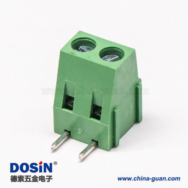 2芯接線端子綠色彎式插PCB板螺釘式端子接線