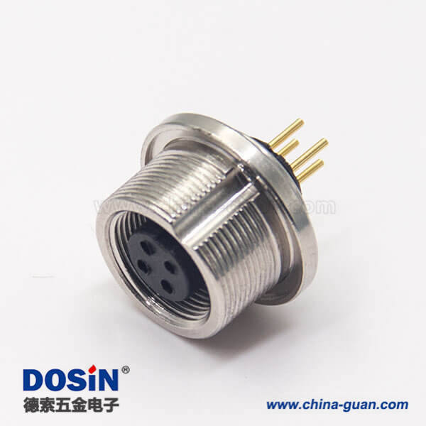 圓形插座連接器M9母頭直式插孔接pcb板4芯連接器 圓形插座連接器M9母頭直式插孔接pcb板4芯連接器