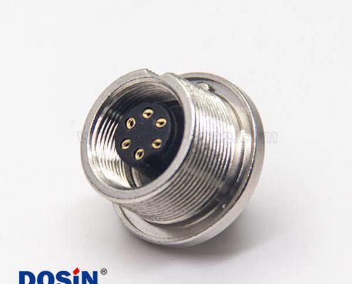 6芯防水連接器M9母頭直式前鎖穿墻面板安裝