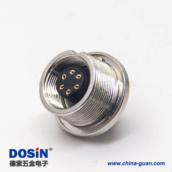 6芯防水連接器M9母頭直式前鎖穿墻面板安裝 6芯防水連接器M9母頭直式前鎖穿墻面板安裝