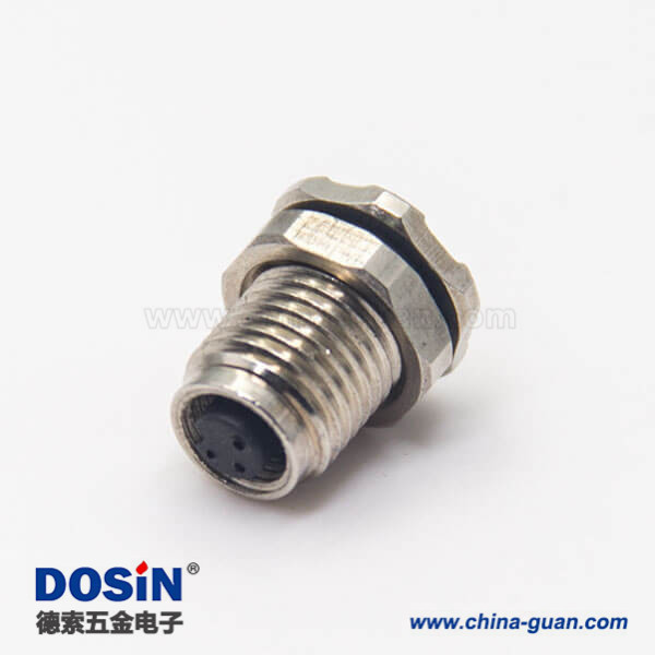 圓形防水m5連接器3pin母頭插座防水焊線式前鎖板面板安裝 圓形防水m5連接器3pin母頭插座防水焊線式前鎖板面板安裝