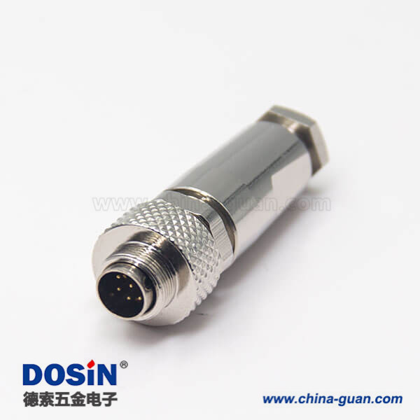 金屬連接器M9公頭直式8芯組裝接頭 金屬連接器M9公頭直式8芯組裝接頭
