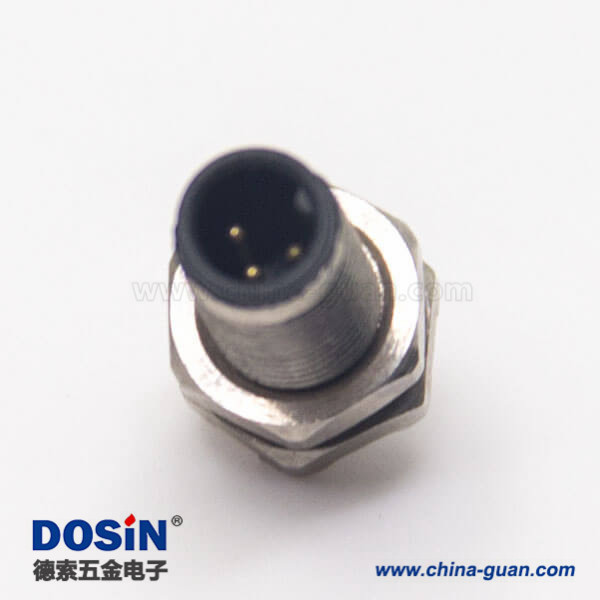 m5傳感器接頭3pin防水公頭前鎖板焊線式航空插座防水