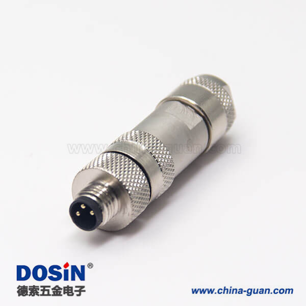 m8連接器接線3pin直式公頭插頭全金屬外殼鎖接式航空插頭 m8連接器接線3pin直式公頭插頭全金屬外殼鎖接式航空插頭