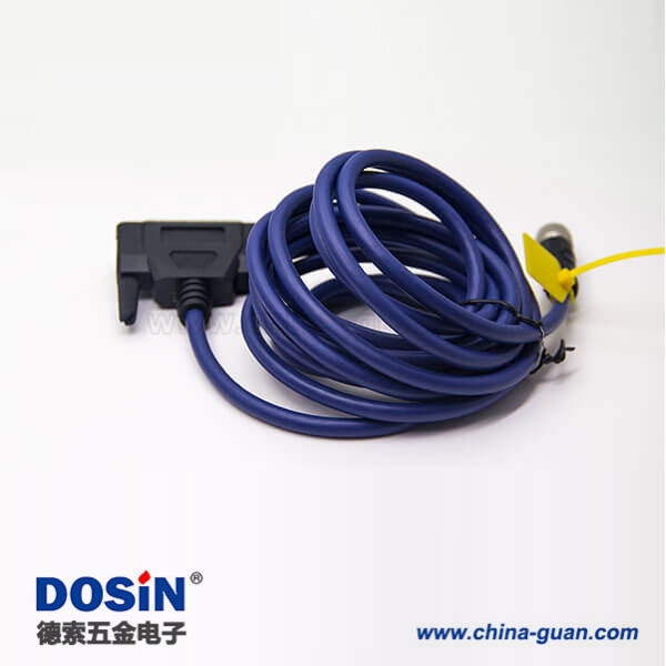 m12電纜插頭直式母頭A型轉(zhuǎn)D-Sub公頭25pin兩邊帶螺絲線長1米