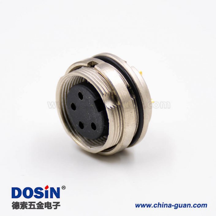 插座母頭M16系列4芯板端插座前鎖穿墻A扣直式焊杯接線連接器 插座母頭M16系列4芯板端插座前鎖穿墻A扣直式焊杯接線連接器