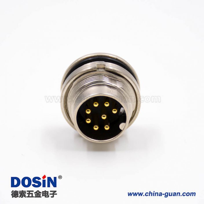 插座公頭M16公頭8芯A扣直式板端插座連接器焊杯接線前鎖穿墻 插座公頭M16公頭8芯A扣直式板端插座連接器焊杯接線前鎖穿墻