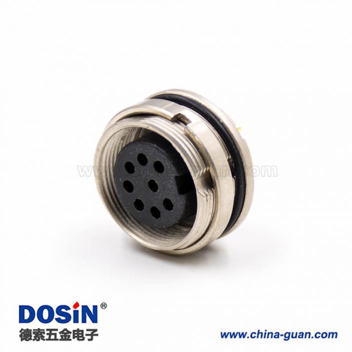 8芯插座引腳M16母頭A扣板端插座焊接接線直式穿墻連接器 8芯插座引腳M16母頭A扣板端插座焊接接線直式穿墻連接器