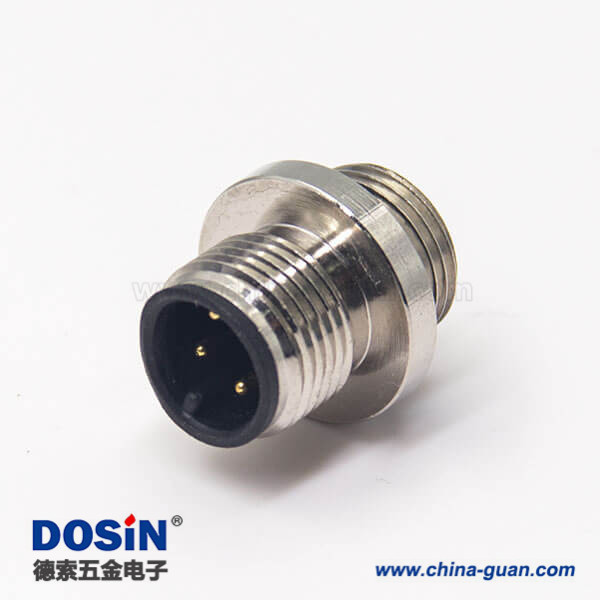 m12網線接頭圓形連接器4pin公頭航空插座A型后鎖板防水焊線式 m12網線接頭圓形連接器4pin公頭航空插座A型后鎖板防水焊線式
