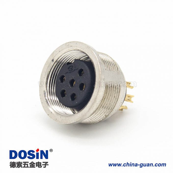 插座-6芯M16直式接線焊接母頭連接器 插座-6芯M16直式接線焊接母頭連接器