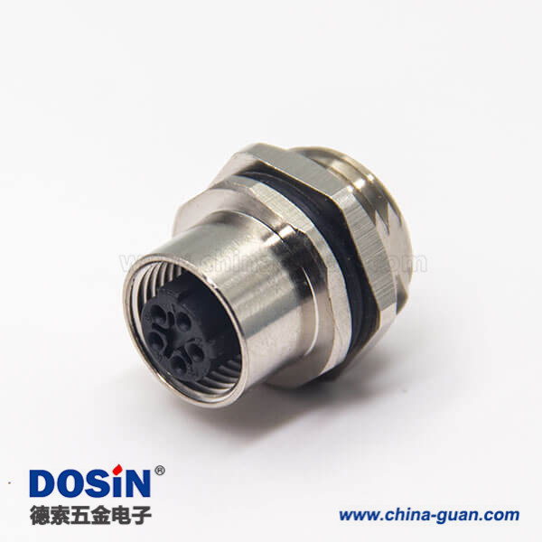 m12母頭直式防水航空插座C型編碼后鎖穿墻焊線式 m12母頭直式防水航空插座C型編碼后鎖穿墻焊線式