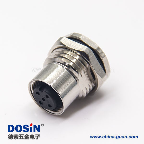 m12連接器5針板端直式防水插座母頭穿墻焊線式 m12連接器5針板端直式防水插座母頭穿墻焊線式