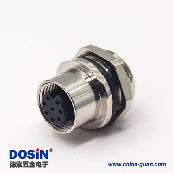 m12防水插座直式母頭航空連接器接線防水后鎖板面板安裝