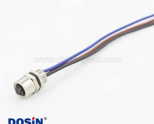 賓德M5連接器板端后鎖3芯母插座傳感器接線75CM 26AWG線