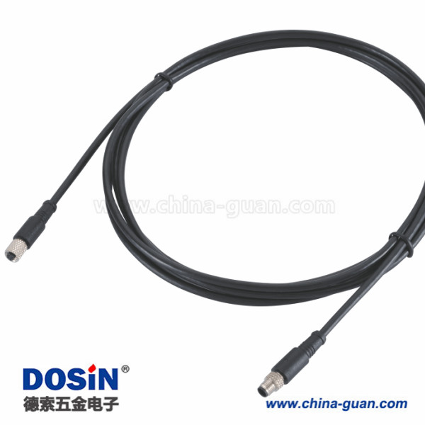 M5注塑線材防水M5 4芯母頭轉4芯公頭延展線1米26AWG M5注塑線材防水M5 4芯母頭轉4芯公頭延展線1米26AWG