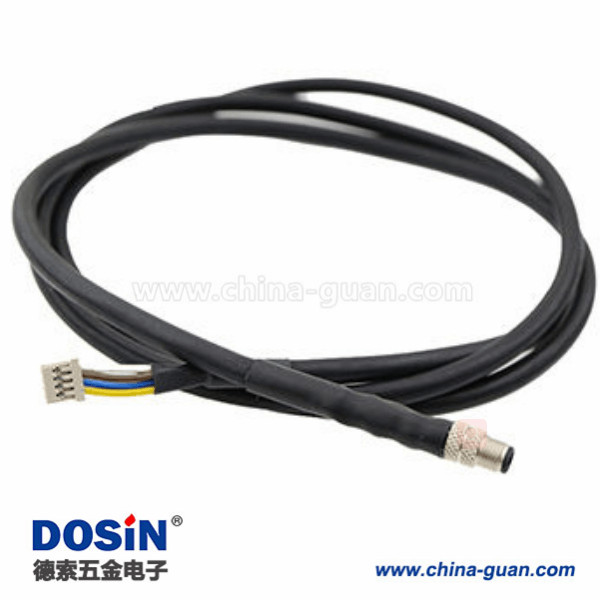 M5轉端子線防水M5 4芯公插頭轉Molex端子接50CM 26AWG線 M5轉端子線防水M5 4芯公插頭轉Molex端子接50CM 26AWG線