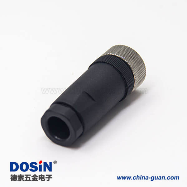 m12壓力傳感器接線塑膠直式母頭航空插頭8芯鎖接