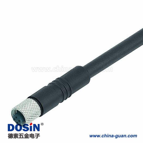 M5 4芯母插頭螺紋對接式M5注塑接頭接1M 26AWG線 M5 4芯母插頭螺紋對接式M5注塑接頭接1M 26AWG線