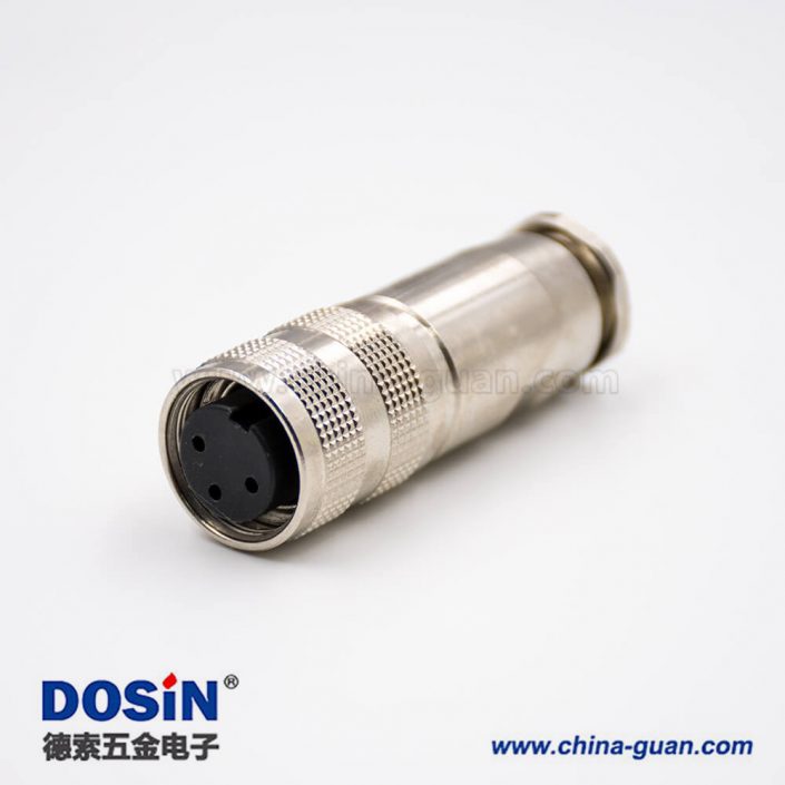 M16三芯防水連接器母頭A扣直式全金屬接線組裝接頭帶屏蔽 M16三芯防水連接器母頭A扣直式全金屬接線組裝接頭帶屏蔽