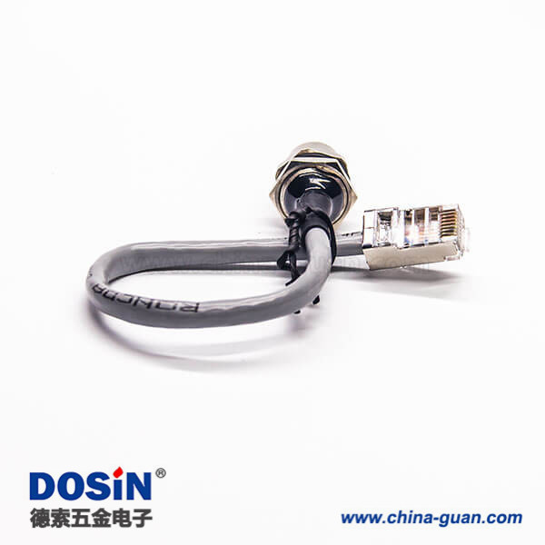 M12插座轉RJ45 8芯母頭雙邊接線A型連接器