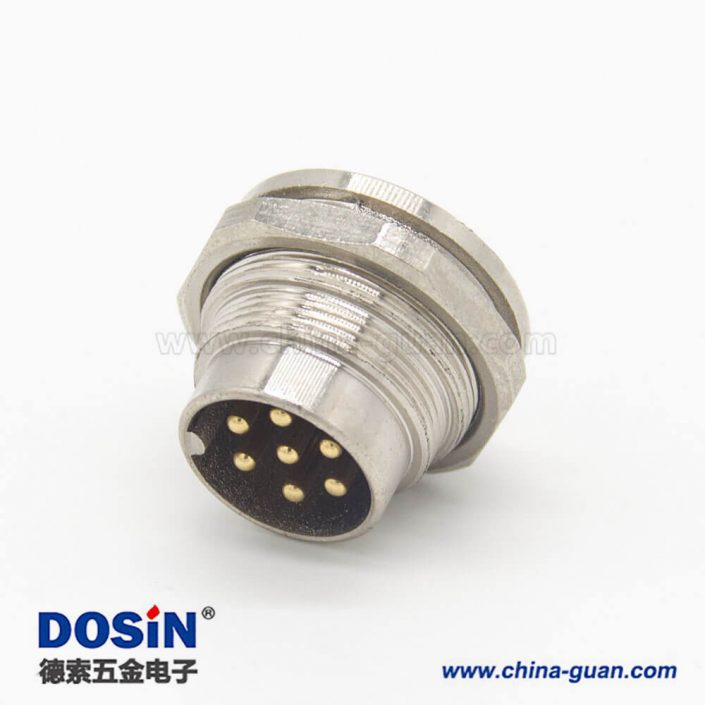 M16系列連接器7芯直式公插座前鎖穿墻面板安裝焊線 M16系列連接器7芯直式公插座前鎖穿墻面板安裝焊線