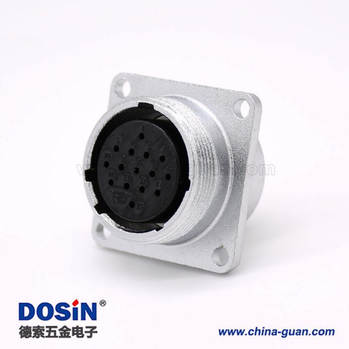 直式插座P24 15芯母頭連接器方形四孔法蘭安裝焊杯接線 直式插座P24 15芯母頭連接器方形四孔法蘭安裝焊杯接線