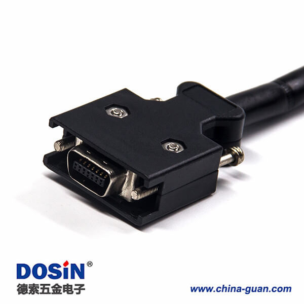 SCSI線材HPCN型14芯黑色塑膠殼公轉(zhuǎn)公直式螺絲鎖接雙邊線1米 SCSI線材HPCN型14芯黑色塑膠殼公轉(zhuǎn)公直式螺絲鎖接雙邊線1米