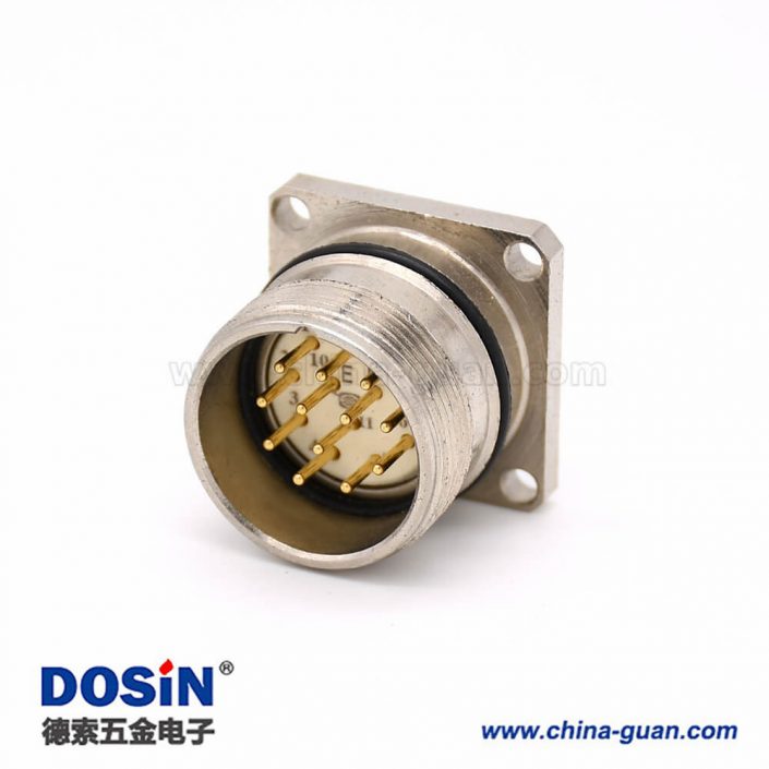 12芯連接器 M623 12芯公頭直式接線四孔法蘭插座 12芯連接器 M623 12芯公頭直式接線四孔法蘭插座