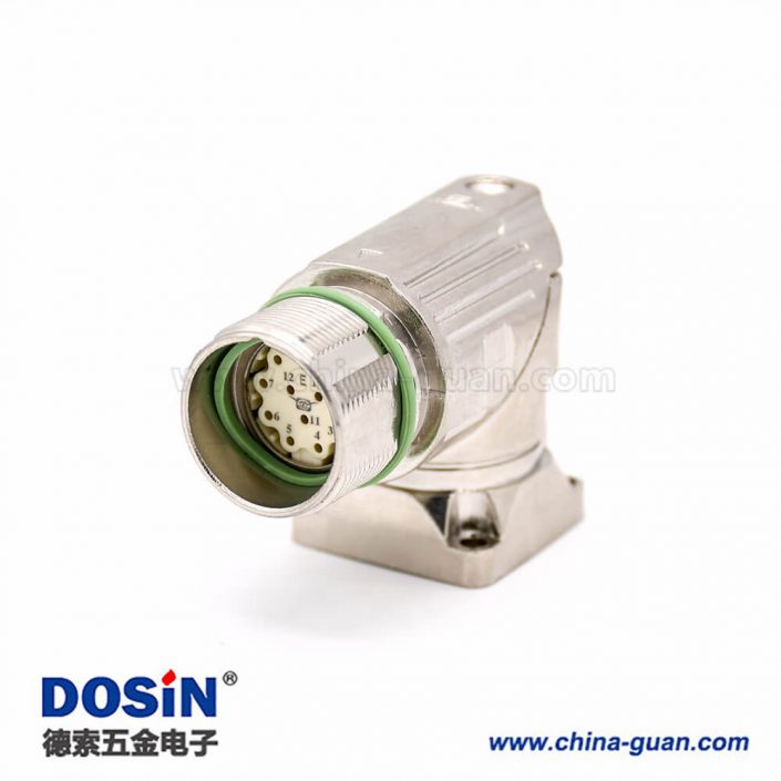 12芯插座 M623 彎式接線法蘭母頭連接器 12芯插座 M623 彎式接線法蘭母頭連接器