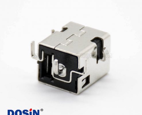 金屬DC插座貼板5.5*2.1mm公頭帶屏蔽貼片焊接水平公頭插座連接器