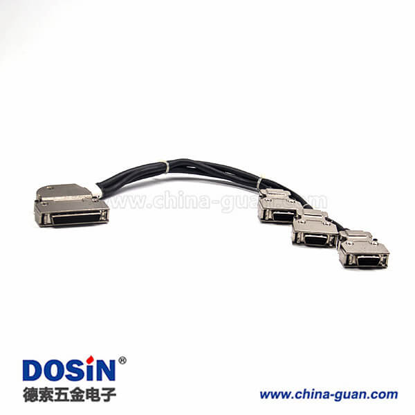 SCSI連接器線HPDB 50芯彎式公頭轉(zhuǎn)20芯直式公頭按鍵式連接器1米 SCSI連接器線HPDB 50芯彎式公頭轉(zhuǎn)20芯直式公頭按鍵式連接器1米