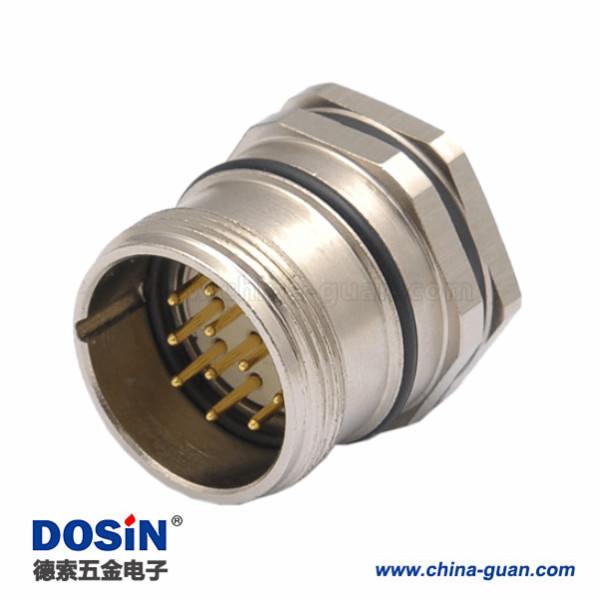 M23 12芯公插座板端前鎖圓形連接器 M23 12芯公插座板端前鎖圓形連接器